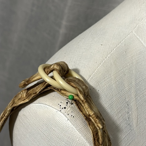 Vintage Toby Weston Convertible Bag-Cloth-Faux Woven Look Print-Tan/Beige - Picture 6 of 16